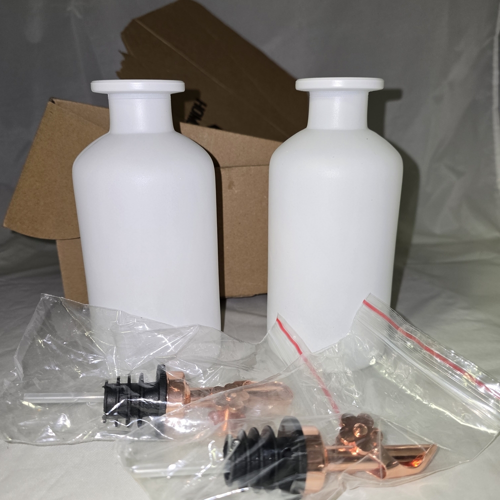 White Ceramic Oil and Vinegar Dispenser Set NEW